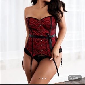 Adore Me Red Lace Up Corset